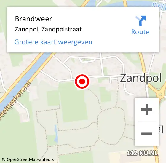 Locatie op kaart van de 112 melding: Brandweer Zandpol, Zandpolstraat op 21 februari 2022 05:06