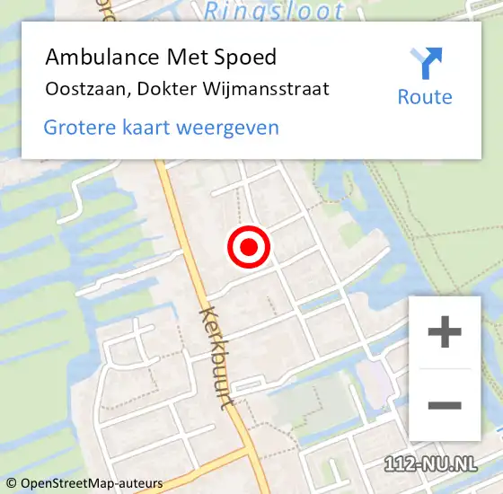 Locatie op kaart van de 112 melding: Ambulance Met Spoed Naar Oostzaan, Dokter Wijmansstraat op 21 februari 2022 05:06