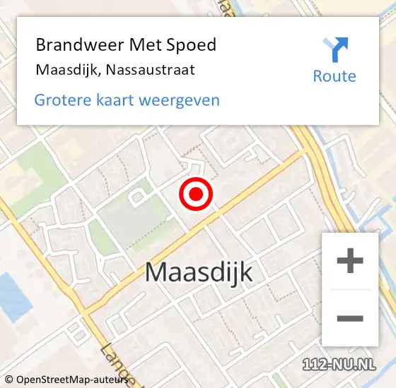 Locatie op kaart van de 112 melding: Brandweer Met Spoed Naar Maasdijk, Nassaustraat op 21 februari 2022 05:24