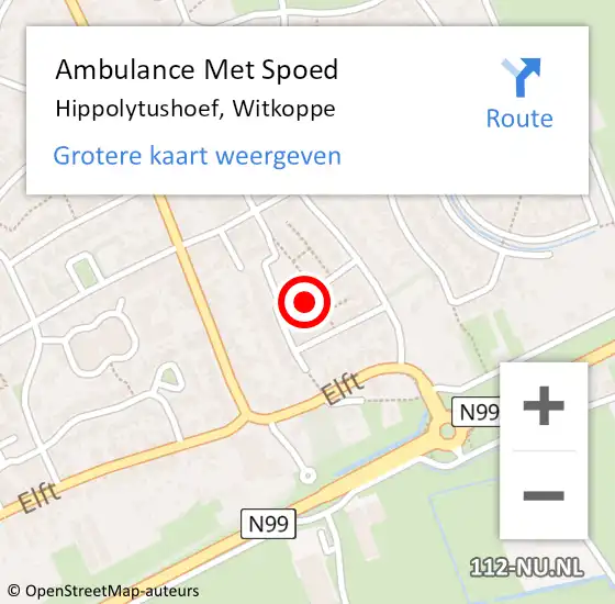 Locatie op kaart van de 112 melding: Ambulance Met Spoed Naar Hippolytushoef, Witkoppe op 21 februari 2022 05:41