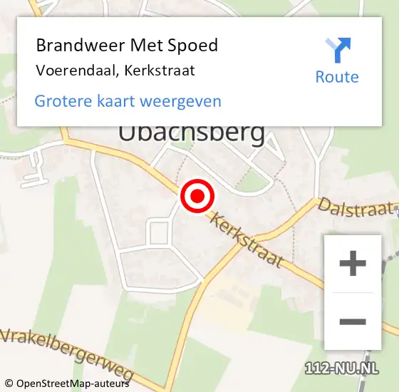 Locatie op kaart van de 112 melding: Brandweer Met Spoed Naar Voerendaal, Kerkstraat op 21 februari 2022 06:04