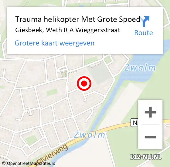 Locatie op kaart van de 112 melding: Trauma helikopter Met Grote Spoed Naar Giesbeek, Weth R A Wieggersstraat op 21 februari 2022 06:05