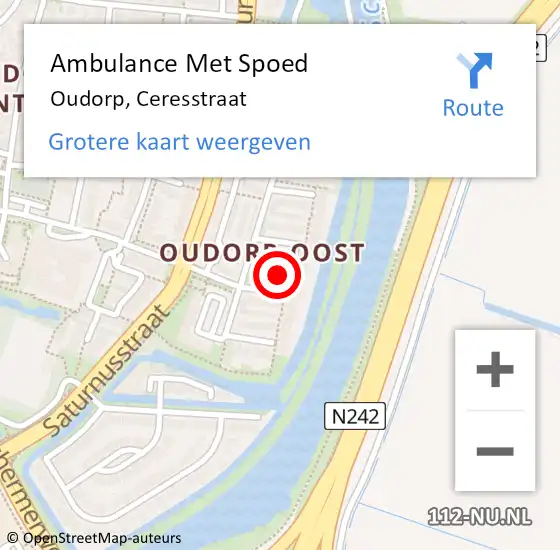 Locatie op kaart van de 112 melding: Ambulance Met Spoed Naar Oudorp, Ceresstraat op 21 februari 2022 06:07