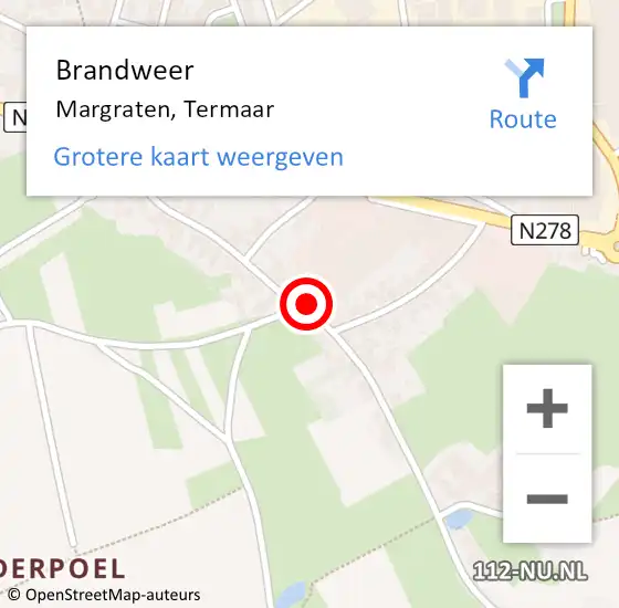 Locatie op kaart van de 112 melding: Brandweer Margraten, Termaar op 9 juli 2014 06:59