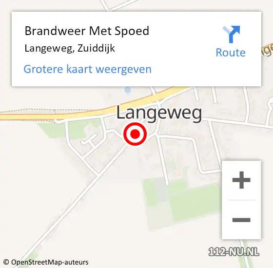 Locatie op kaart van de 112 melding: Brandweer Met Spoed Naar Langeweg, Zuiddijk op 21 februari 2022 06:28