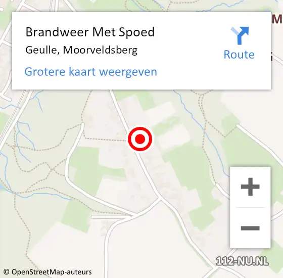 Locatie op kaart van de 112 melding: Brandweer Met Spoed Naar Geulle, Moorveldsberg op 21 februari 2022 06:36