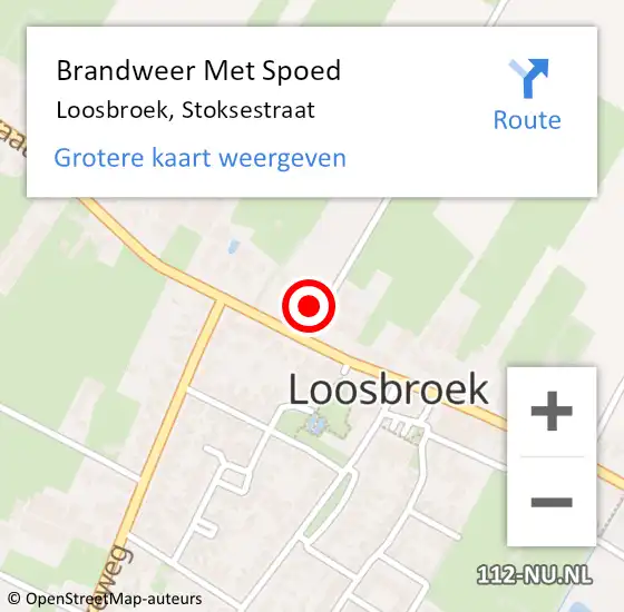 Locatie op kaart van de 112 melding: Brandweer Met Spoed Naar Loosbroek, Stoksestraat op 21 februari 2022 06:37