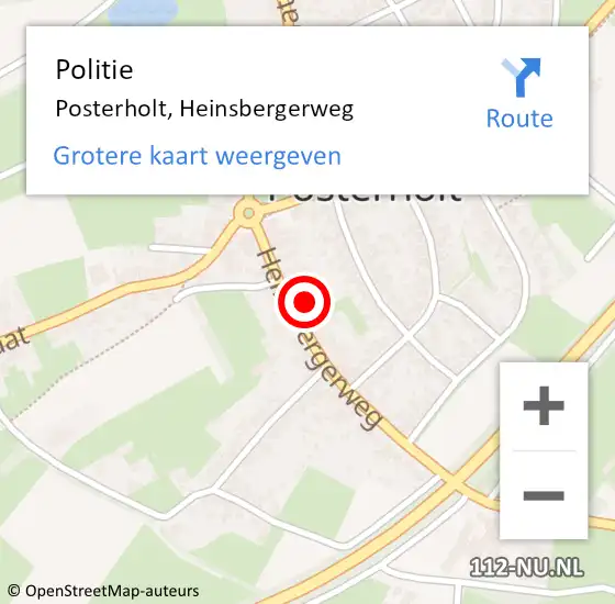 Locatie op kaart van de 112 melding: Politie Posterholt, Heinsbergerweg op 21 februari 2022 06:38