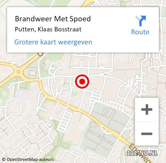 Locatie op kaart van de 112 melding: Brandweer Met Spoed Naar Putten, Klaas Bosstraat op 21 februari 2022 06:49