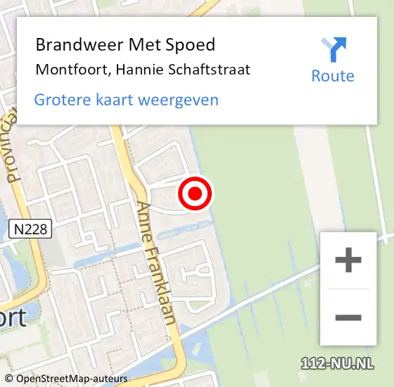 Locatie op kaart van de 112 melding: Brandweer Met Spoed Naar Montfoort, Hannie Schaftstraat op 21 februari 2022 06:50