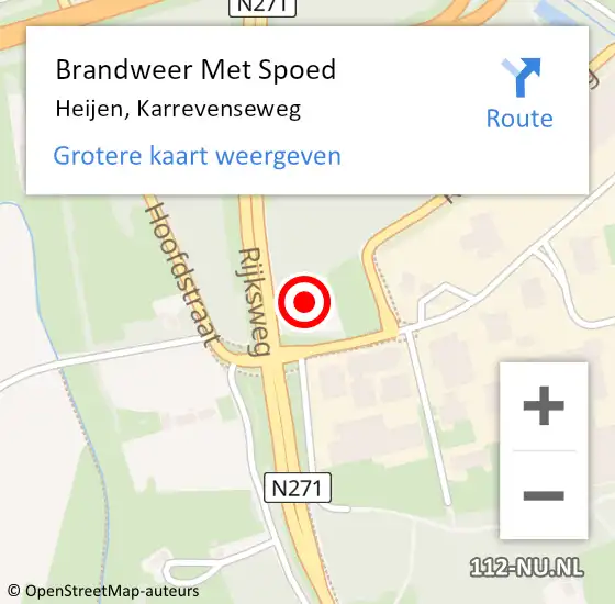 Locatie op kaart van de 112 melding: Brandweer Met Spoed Naar Heijen, Karrevenseweg op 21 februari 2022 06:58