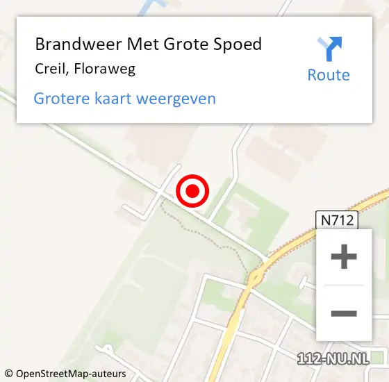 Locatie op kaart van de 112 melding: Brandweer Met Grote Spoed Naar Creil, Floraweg op 21 februari 2022 06:59