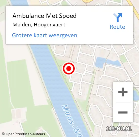 Locatie op kaart van de 112 melding: Ambulance Met Spoed Naar Malden, Hoogenvaert op 21 februari 2022 07:16