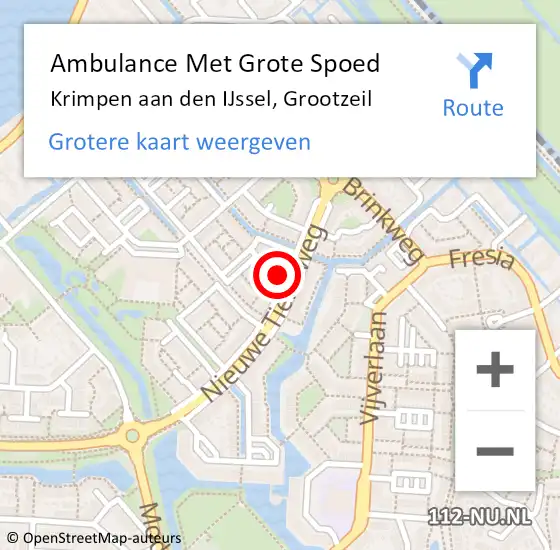 Locatie op kaart van de 112 melding: Ambulance Met Grote Spoed Naar Krimpen aan den IJssel, Grootzeil op 21 februari 2022 07:25