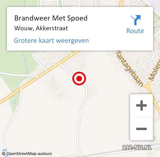 Locatie op kaart van de 112 melding: Brandweer Met Spoed Naar Wouw, Akkerstraat op 21 februari 2022 07:28