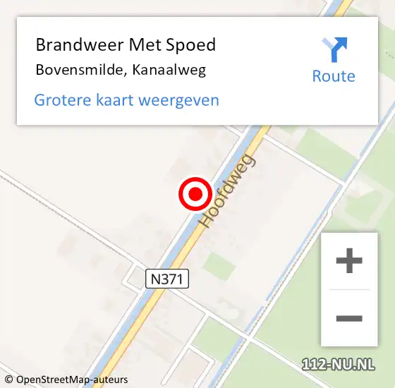 Locatie op kaart van de 112 melding: Brandweer Met Spoed Naar Bovensmilde, Kanaalweg op 21 februari 2022 07:46