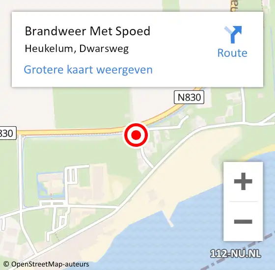Locatie op kaart van de 112 melding: Brandweer Met Spoed Naar Heukelum, Dwarsweg op 21 februari 2022 08:03