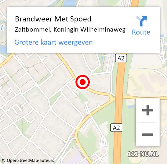 Locatie op kaart van de 112 melding: Brandweer Met Spoed Naar Zaltbommel, Koningin Wilhelminaweg op 21 februari 2022 08:11