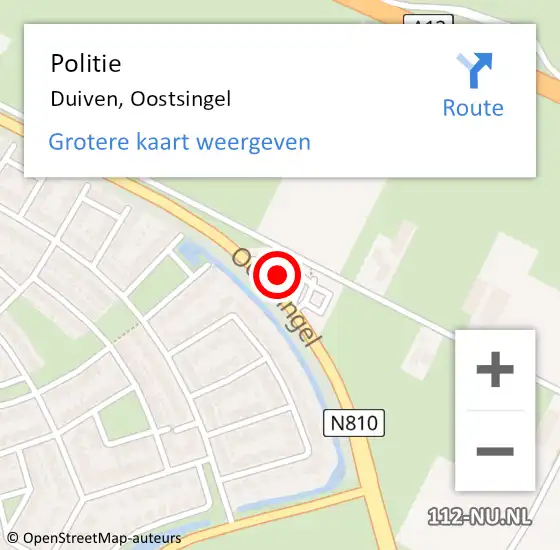 Locatie op kaart van de 112 melding: Politie Duiven, Oostsingel op 21 februari 2022 08:22