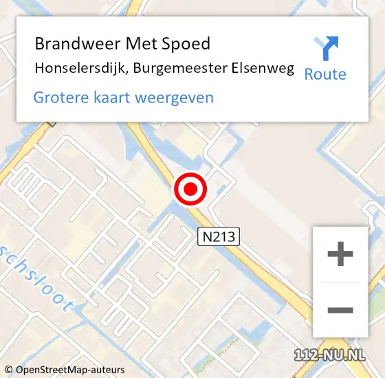 Locatie op kaart van de 112 melding: Brandweer Met Spoed Naar Honselersdijk, Burgemeester Elsenweg op 21 februari 2022 08:24