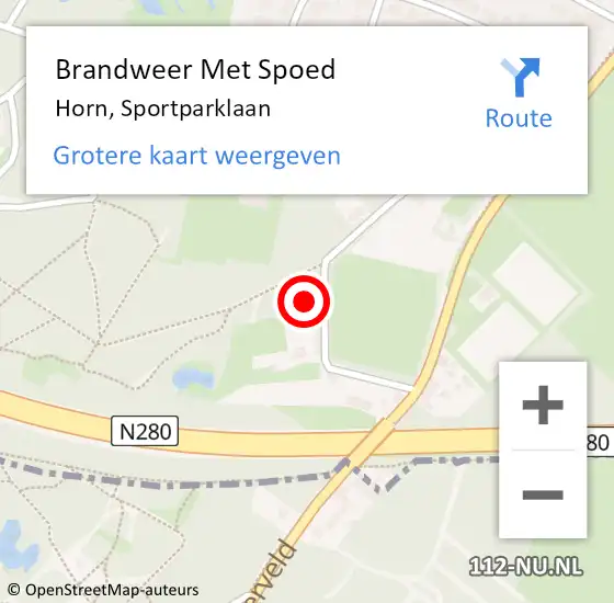 Locatie op kaart van de 112 melding: Brandweer Met Spoed Naar Horn, Sportparklaan op 21 februari 2022 08:39