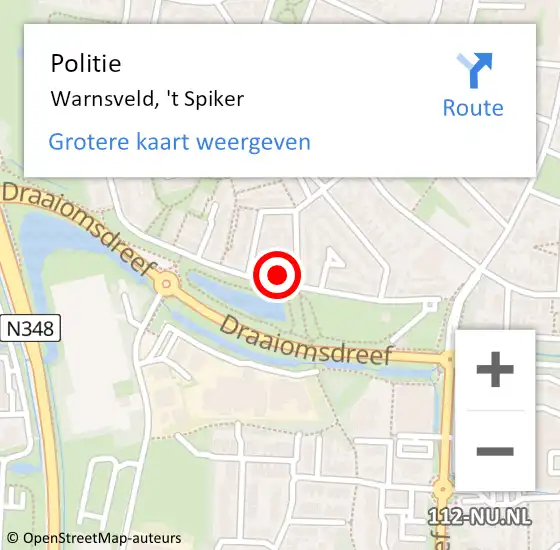 Locatie op kaart van de 112 melding: Politie Warnsveld, 't Spiker op 21 februari 2022 08:39