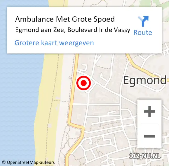 Locatie op kaart van de 112 melding: Ambulance Met Grote Spoed Naar Egmond aan Zee, Boulevard Ir de Vassy op 21 februari 2022 08:42