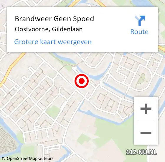 Locatie op kaart van de 112 melding: Brandweer Geen Spoed Naar Oostvoorne, Gildenlaan op 21 februari 2022 08:43