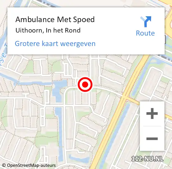 Locatie op kaart van de 112 melding: Ambulance Met Spoed Naar Uithoorn, In het Rond op 21 februari 2022 08:56