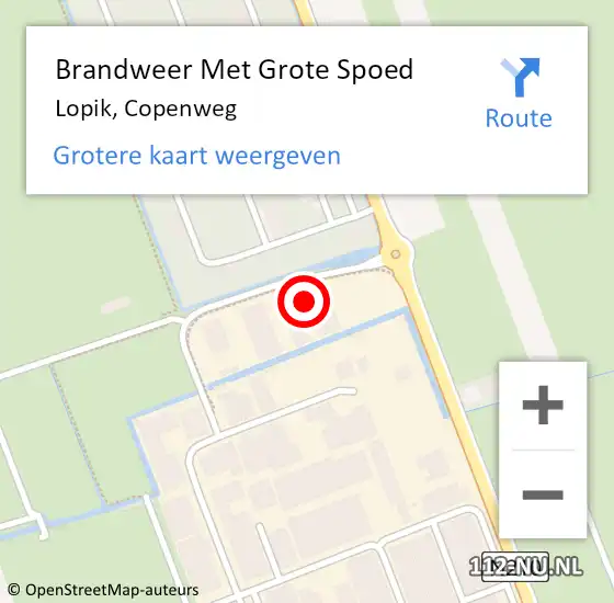 Locatie op kaart van de 112 melding: Brandweer Met Grote Spoed Naar Lopik, Copenweg op 21 februari 2022 09:06