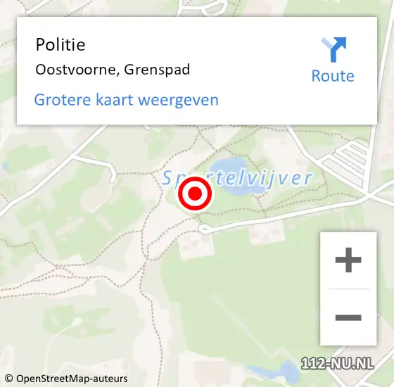 Locatie op kaart van de 112 melding: Politie Oostvoorne, Grenspad op 21 februari 2022 09:09