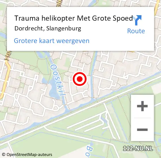 Locatie op kaart van de 112 melding: Trauma helikopter Met Grote Spoed Naar Dordrecht, Slangenburg op 21 februari 2022 09:16