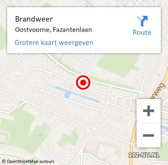 Locatie op kaart van de 112 melding: Brandweer Oostvoorne, Fazantenlaan op 21 februari 2022 09:20