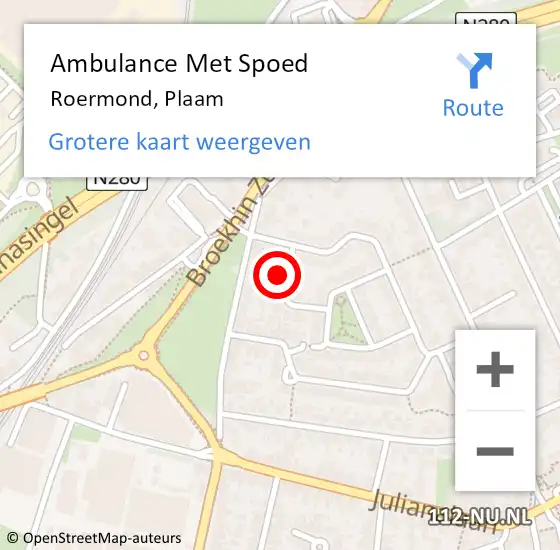 Locatie op kaart van de 112 melding: Ambulance Met Spoed Naar Roermond, Plaam op 21 februari 2022 09:20