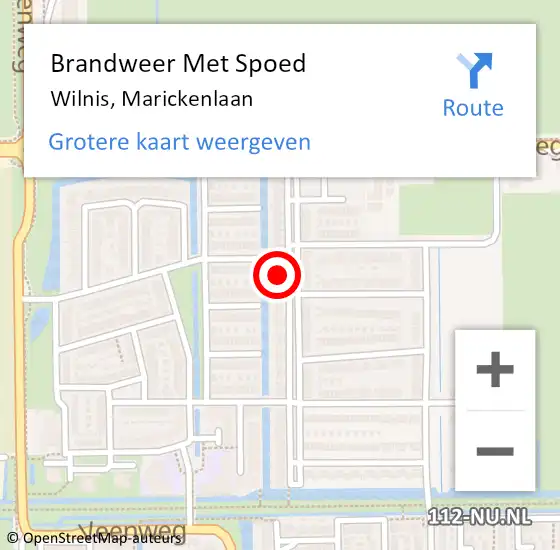 Locatie op kaart van de 112 melding: Brandweer Met Spoed Naar Wilnis, Marickenlaan op 21 februari 2022 09:21