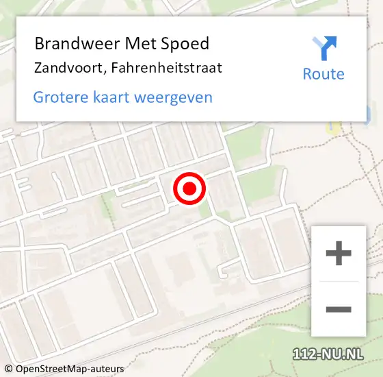 Locatie op kaart van de 112 melding: Brandweer Met Spoed Naar Zandvoort, Fahrenheitstraat op 21 februari 2022 09:25