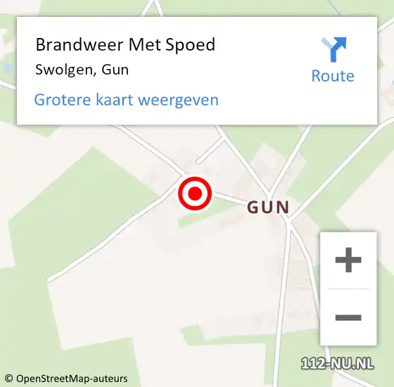 Locatie op kaart van de 112 melding: Brandweer Met Spoed Naar Swolgen, Gun op 21 februari 2022 09:26