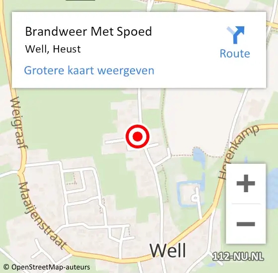 Locatie op kaart van de 112 melding: Brandweer Met Spoed Naar Well, Heust op 21 februari 2022 09:37