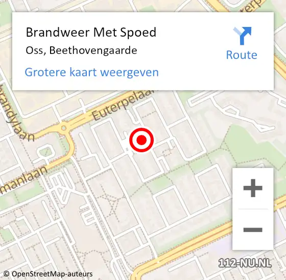 Locatie op kaart van de 112 melding: Brandweer Met Spoed Naar Oss, Beethovengaarde op 21 februari 2022 09:41