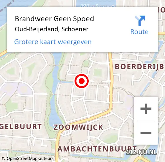 Locatie op kaart van de 112 melding: Brandweer Geen Spoed Naar Oud-Beijerland, Schoener op 21 februari 2022 09:48