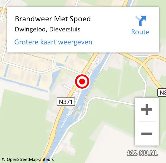 Locatie op kaart van de 112 melding: Brandweer Met Spoed Naar Dwingeloo, Dieversluis op 21 februari 2022 09:55