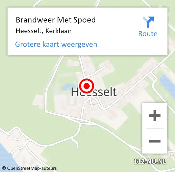 Locatie op kaart van de 112 melding: Brandweer Met Spoed Naar Heesselt, Kerklaan op 21 februari 2022 09:56