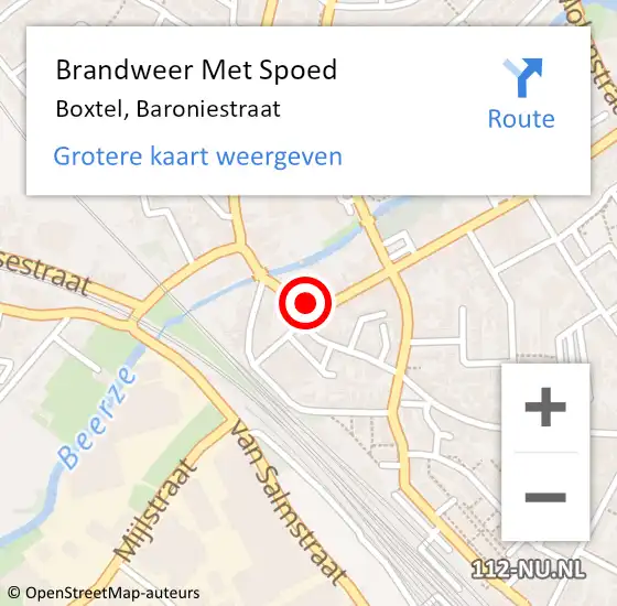 Locatie op kaart van de 112 melding: Brandweer Met Spoed Naar Boxtel, Baroniestraat op 21 februari 2022 09:57