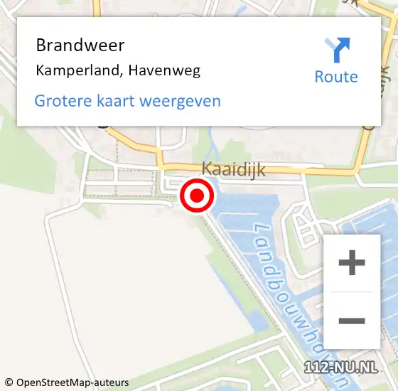 Locatie op kaart van de 112 melding: Brandweer Kamperland, Havenweg op 21 februari 2022 10:00