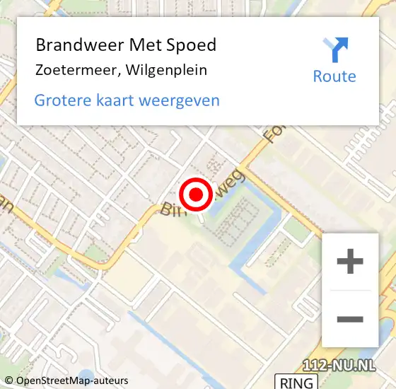 Locatie op kaart van de 112 melding: Brandweer Met Spoed Naar Zoetermeer, Wilgenplein op 21 februari 2022 10:06