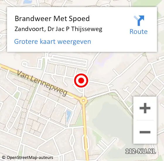 Locatie op kaart van de 112 melding: Brandweer Met Spoed Naar Zandvoort, Dr Jac P Thijsseweg op 21 februari 2022 10:07