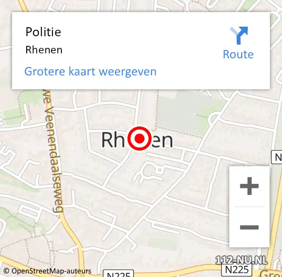 Locatie op kaart van de 112 melding: Politie Rhenen op 21 februari 2022 10:07