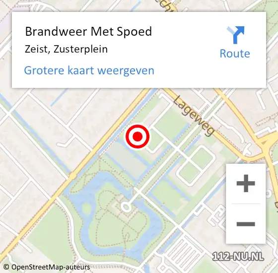 Locatie op kaart van de 112 melding: Brandweer Met Spoed Naar Zeist, Zusterplein op 21 februari 2022 10:11