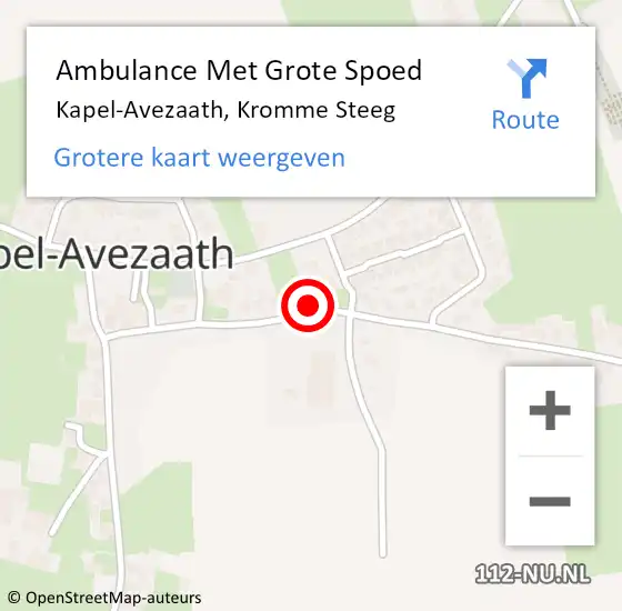 Locatie op kaart van de 112 melding: Ambulance Met Grote Spoed Naar Kapel-Avezaath, Kromme Steeg op 21 februari 2022 10:12