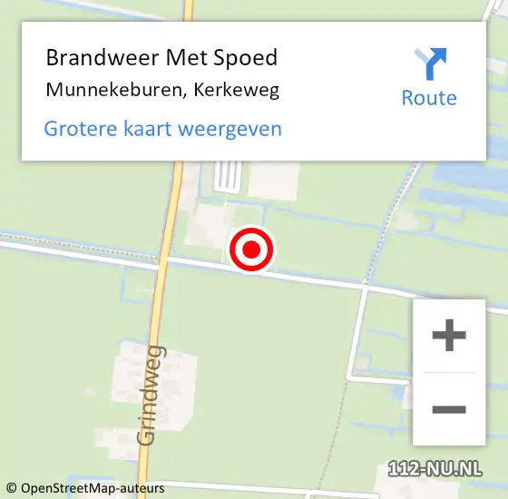 Locatie op kaart van de 112 melding: Brandweer Met Spoed Naar Munnekeburen, Kerkeweg op 21 februari 2022 10:15